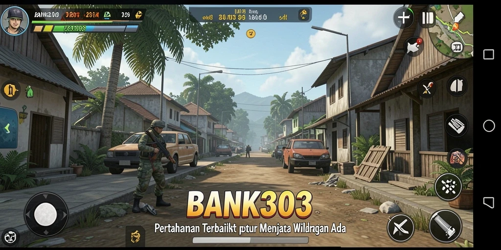 Tampilan gameplay seru dari BANK303 dalam pertempuran Tower Defense yang menantang.