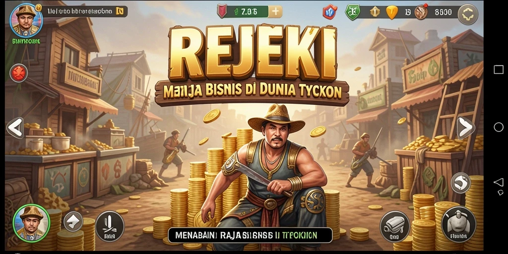 Tampilan gameplay seru dalam REJEKI yang menggambarkan strategi bisnis.